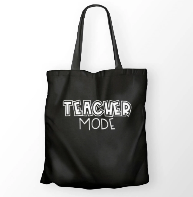 Πάνινη τσάντα "Teacher mode" σε μαύρο χρώμα